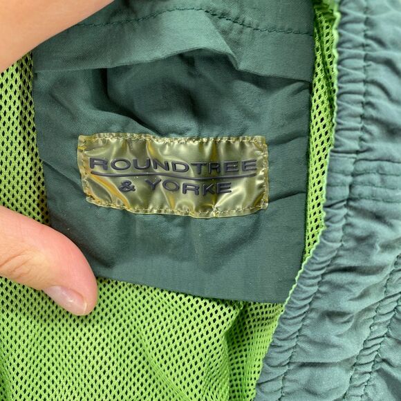 Roundtree & Yorke Swimwear Trunk Men L Green Sports Mesh High-Rise Drawstring - Picture 3 of 8